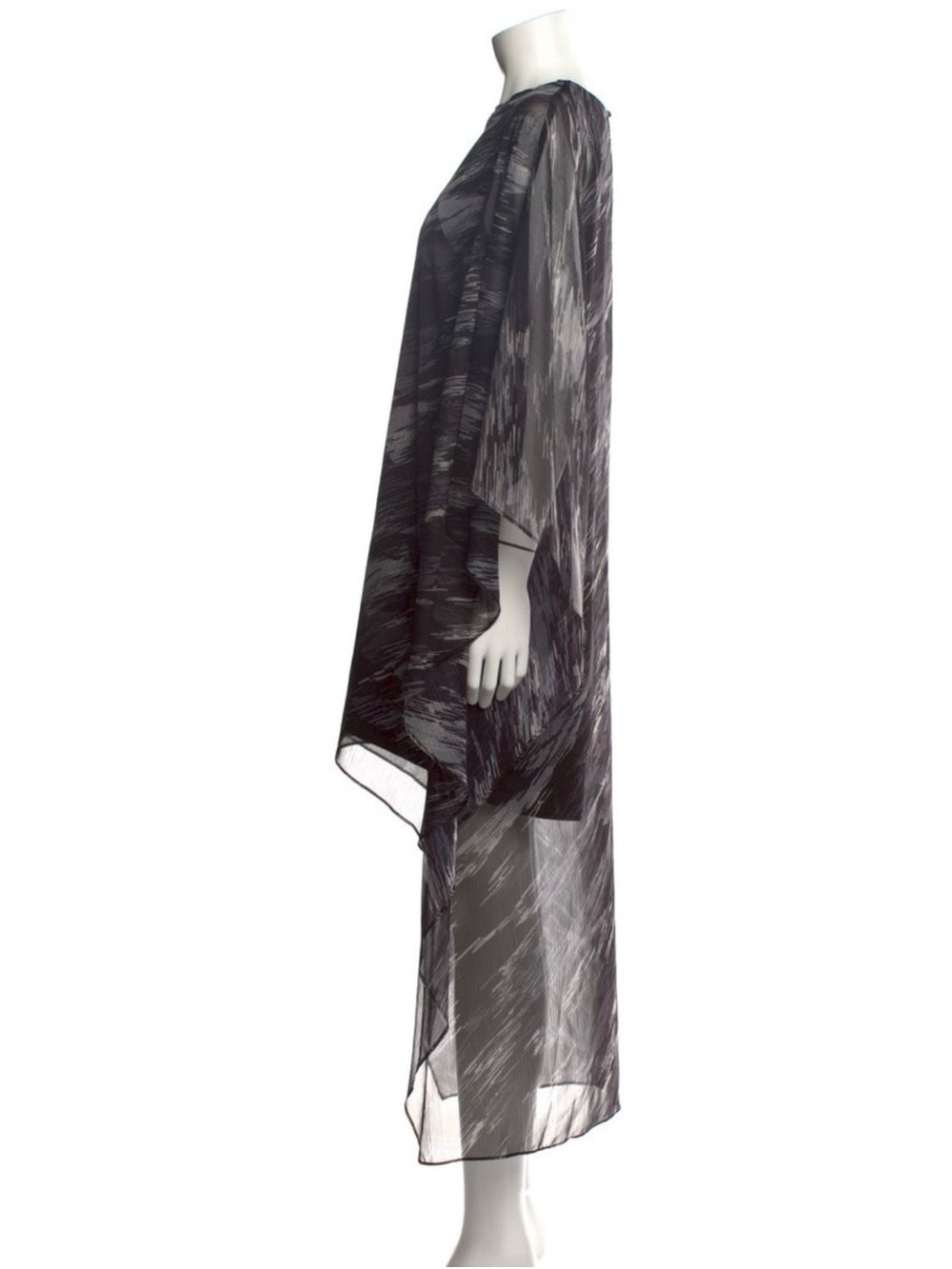 Halston Heritage Black Sheer Asymmetrical Overlay Dress - Picture 3 of 3